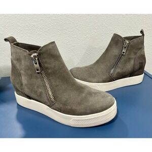 Steve Madden Wedgie Sneakers Hidden Wedge Platform Gray Sz 7.5 Exposed Zippers